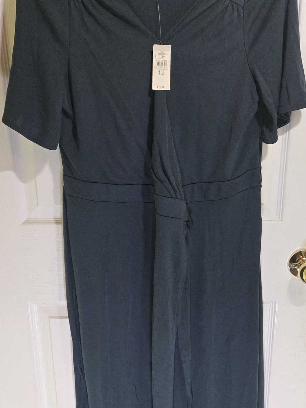 LOFT Navy Blue Midi Dress with Front Twist